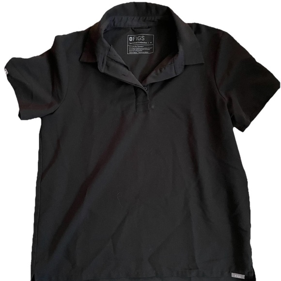 Figs Other - FIGS Shirt Womens medium Black W21SW1053 Short Sleeve Collared Pullover